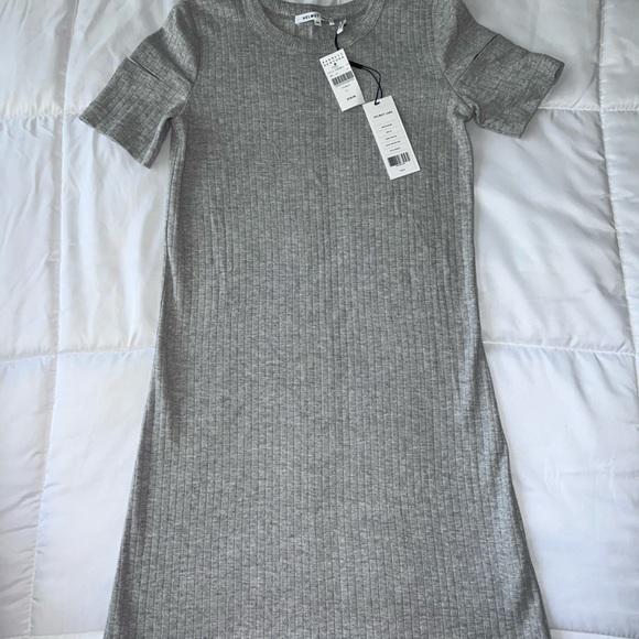 HELMUT LANG short sleeve 100% cotton Cut Slash Sleeve Gray Dress size XS - Picture 10 of 10